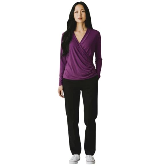 Afibi Purple Long Sleeve Faux Wrap Top - NWT - Picture 2 of 7